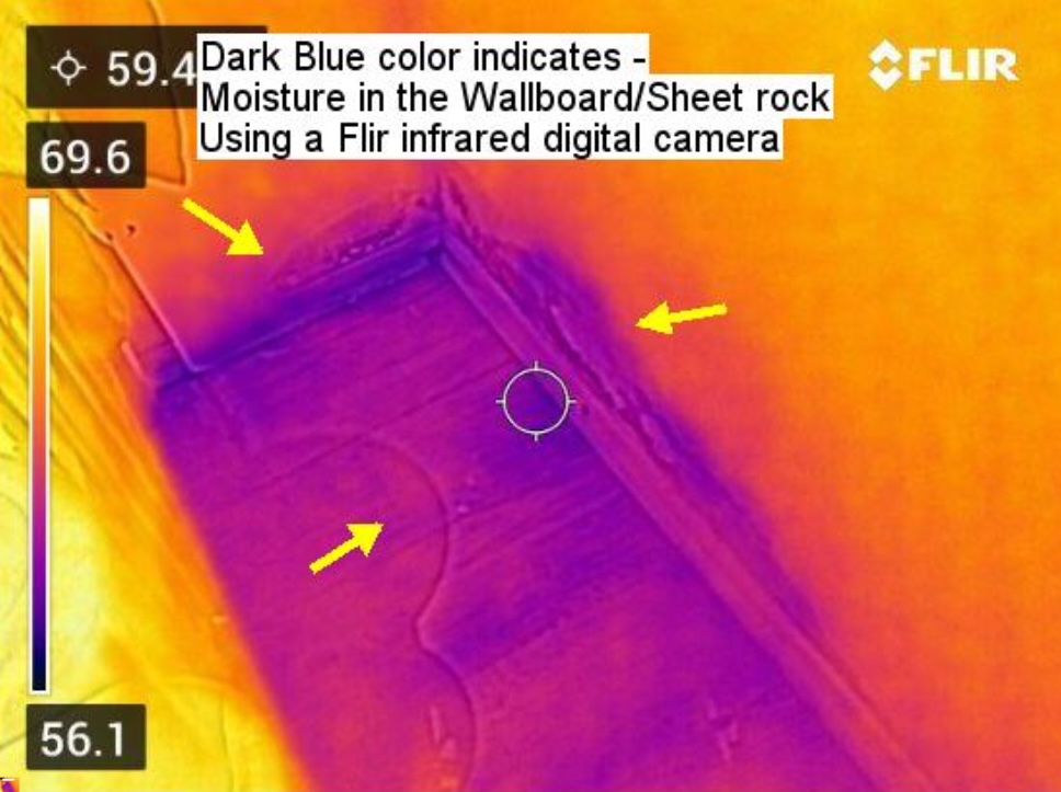 Moisture Wallboard Sheet rock Flir infrared digital camera Oak Ridge North